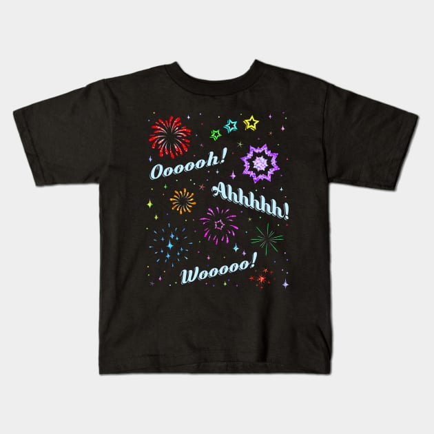 Fireworks Ooh and Ahh - Color Ed. Kids T-Shirt by JPenfieldDesigns